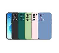 Funda para OPPO Find X3 Lite/Reno 5 5G, 5 x Funda Suave de Mate Silicona TPU Gel Carcasa con Protección para Cámara (Negro + Verde Oscuro + Verde + Rosa + Azul Claro)