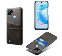 Funda para OPPO Realme C21,Cubierta Protectora de Cuero Falso,Diseño de Bolsa de Tarjeta con 2 Ranuras para Tarjetas detrás,Protección contra Huellas Dactilares y caídas-Black