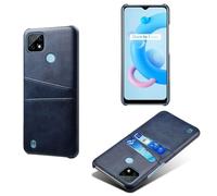 Funda para OPPO Realme C21,Cubierta Protectora de Cuero Falso,Diseño de Bolsa de Tarjeta con 2 Ranuras para Tarjetas detrás,Protección contra Huellas Dactilares y caídas-Blue