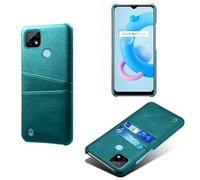 Funda para OPPO Realme C21,Cubierta Protectora de Cuero Falso,Diseño de Bolsa de Tarjeta con 2 Ranuras para Tarjetas detrás,Protección contra Huellas Dactilares y caídas-Green