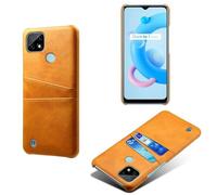Funda para OPPO Realme C21,Cubierta Protectora de Cuero Falso,Diseño de Bolsa de Tarjeta con 2 Ranuras para Tarjetas detrás,Protección contra Huellas Dactilares y caídas-Yellow