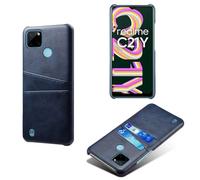 Funda para OPPO Realme C21y 5G,Cubierta Protectora de Cuero Falso,Diseño de Bolsa de Tarjeta con 2 Ranuras para Tarjetas detrás,Protección contra Huellas Dactilares y caídas-Blue