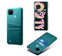Funda para OPPO Realme C21y 5G,Cubierta Protectora de Cuero Falso,Diseño de Bolsa de Tarjeta con 2 Ranuras para Tarjetas detrás,Protección contra Huellas Dactilares y caídas-Green