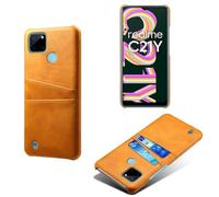 Funda para OPPO Realme C21y 5G,Cubierta Protectora de Cuero Falso,Diseño de Bolsa de Tarjeta con 2 Ranuras para Tarjetas detrás,Protección contra Huellas Dactilares y caídas-Yellow