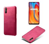 Funda para OPPO Realme C3,Antideslizante,Protección contra caídas,Casca Trasera de Color sólido Simple,Diseño de Cuero de imitación de plástico-Rose