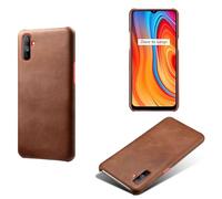 Funda para OPPO Realme C3,Antideslizante,Protección contra caídas,Casca Trasera de Color sólido Simple,Diseño de Cuero de imitación de plástico-Brown