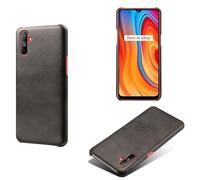Funda para OPPO Realme C3,Antideslizante,Protección contra caídas,Casca Trasera de Color sólido Simple,Diseño de Cuero de imitación de plástico-Black