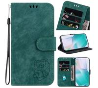 Funda para OPPO Realme C75 de piel sintética a prueba de golpes con relieve de tigre en relieve, funda de teléfono tipo cartera con tapa de TPU suave con ranuras para tarjetas de soporte, funda