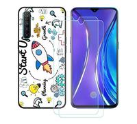 Funda para OPPO Realme X2 +2 Piezas Protector de Pantalla Protectora Vidrio Cristal Film Templado, DQG Transparente Suave TPU Silicona Cover Carcasa Caso Case para (6.40") - LLM36