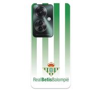 Funda para OPPO Reno 11 F 5G del Real Betis Balompié Fondo Rayas Verdiblancas tansparente para Proteger tu móvil. Capa de Silicona Flexible con Licencia Oficial
