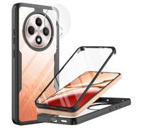 Funda para OPPO Reno 12 FS/Reno 12F, 360 Grados Fullbody Protectores de Cámara Antigolpes con Protector de Pantalla Integrado Vidrio Templado Robusto Completa Carcasa Case - Negro