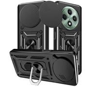 Funda para OPPO Reno 12F/Reno12 FS Carcasa, Protección de la Cámara Carcasa con Cubierta de Cámara Deslizante y Soporte de Anill Carcasa para OPPO Reno 12F/Reno12 FS - Negro