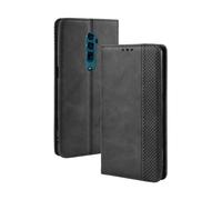 Funda para OPPO Reno 1X Zoom,Flip magnético Retro,Caso de teléfono de Cuero PU,Diseño de Billetera con 3 Ranuras para Tarjetas y 1 Clip de Dinero -Black
