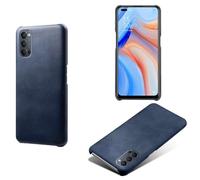 Funda para OPPO Reno 4 Pro,Antideslizante,Protección contra caídas,Casca Trasera de Color sólido Simple,Diseño de Cuero de imitación de plástico-Blue