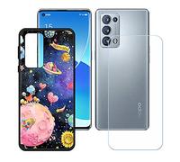 Funda para OPPO Reno 6 Pro+ 5G + Protector de Pantalla Protectora Vidrio Cristal Film Templado, DQG Negro Suave TPU Silicona Cover Carcasa Caso Case para OPPO Reno 6 Pro+ 5G (6.55") - OP23