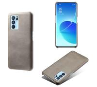 Funda para OPPO Reno 6 Pro,Antideslizante,Protección contra caídas,Casca Trasera de Color sólido Simple,Diseño de Cuero de imitación de plástico-Gray
