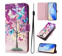Funda para OPPO Reno 9A, piel de primera calidad, con función atril y ranuras para tarjetas, compatible con OPPO Reno 9A, ramas de mariposa