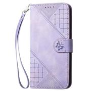 Funda para OPPO Reno12 5G, funda de piel retro con tapa tipo cartera, funda protectora a prueba de golpes con función atril para OPPO Reno12 5G, color morado claro