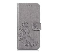 Funda para Oppo Reno12 de piel sintética a prueba de golpes, con tapa y cierre magnético, soporte para tarjetas, ranura para identificación, funda protectora de TPU suave para Oppo Reno12, gris