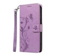 Funda para OPPO Reno12 F con diseño de árbol en relieve, función atril, a prueba de golpes, magnética, tarjeteros, funda tipo libro para OPPO Reno12 F, color morado