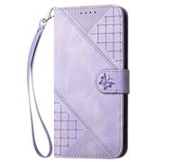 Funda para OPPO Reno12 Pro 5G, funda de piel retro con tapa tipo cartera, funda protectora a prueba de golpes con función atril para OPPO Reno12 Pro 5G, color morado claro