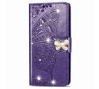 Funda para Oppo Reno12 Pro con purpurina 3D con gemas brillantes y mariposas, funda de piel sintética, ranuras para tarjetas, funda magnética de silicona a prueba de golpes para Oppo Reno12 Pro, color