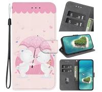 Funda para Oppo Reno13, diseño de libro, piel sintética, funda de TPU suave, función atril, con ranura para tarjetas, para Oppo Reno13 - Oso de dibujos animados