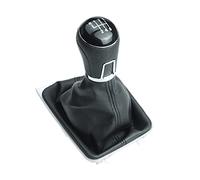 Funda para palanca de cambios y pomo compatible con Golf 7 - Pomo con aspecto de Passat, 6 marchas, costuras negras