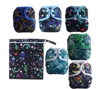 Funda para pañales de tela para bebé, reutilizable, lavable, ajustable (grupo 6+1 niño)