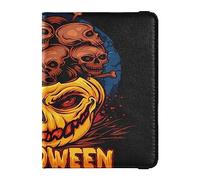 Funda para pasaporte, cartera de piel sintética, insignia de identificación, tarjeta de vacunación, protector de tarjetas para mujeres y hombres, calabazas rellenas de calaveras, Varios colores, Talla