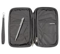 Funda para pasaporte, cartera de viaje con bloqueo RFID para pasaportes, tarjetas, dinero en efectivo y más, organizador de documentos de piel auténtica con correa de muñeca, llavero y cremallera YKK