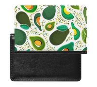 Funda para pasaporte con diseño de aguacate verde y vegetariano, organizador de tarjetas de vacunación, funda protectora de viaje, cartera impresa