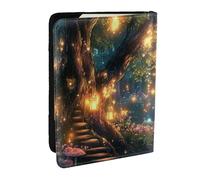 Funda para pasaporte con diseño de bosques de hongos con linternas brillantes y follaje exuberante, funda de viaje de piel sintética para pasaporte, organizador para hombres y mujeres, 6.5 pulgadas