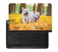 Funda para pasaporte con diseño de bulldog inglés y organizador de tarjetas de vacunación, funda protectora de viaje, cartera impresa
