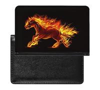 Funda para pasaporte con diseño de caballo ardiente de fuego y organizador de tarjetas de vacunación, funda protectora de viaje, cartera impresa