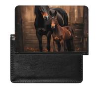 Funda para pasaporte con diseño de caballo y yegua de animales salvajes con ranura para tarjetas, funda para pasaporte de viaje