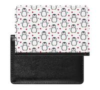 Funda para pasaporte con diseño de pingüino con corazón y organizador de tarjetas de vacunación, funda protectora de viaje, cartera impresa