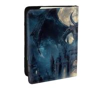 Funda para pasaporte con estampado de castillo de gárgola embrujada, funda de viaje de piel sintética para pasaporte, para hombres y mujeres, 6.5 pulgadas, Black, Talla única