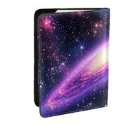 Funda para pasaporte con estampado de cielo cósmico luminoso, funda de viaje de piel sintética para pasaporte, para hombres y mujeres, 6.5 pulgadas, Black, Talla única