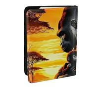Funda para pasaporte con estampado de gorilas y paisajes, de piel sintética, organizador de viaje para hombres y mujeres, 6.5 pulgadas, Black, Talla única