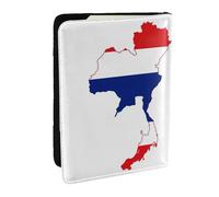 Funda para pasaporte con estampado de mapa de la bandera de Tailandia, funda para pasaporte, funda tipo cartera para tarjetas y documentos, Black, Talla única