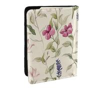 Funda para pasaporte con estampado de orquídeas y flores silvestres, funda organizadora de viaje de piel sintética para hombres y mujeres, 6.5 pulgadas, Black, Talla única