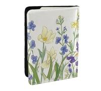 Funda para pasaporte con estampado de orquídeas y flores silvestres, funda organizadora de viaje de piel sintética para hombres y mujeres, 6.5 pulgadas, Black, Talla única