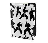 Funda para pasaporte con estampado de siluetas de artes marciales para tarjetas y documentos