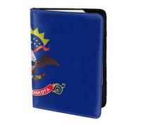 Funda para pasaporte con impresión de la bandera del estado de Dakota del Norte para viajes, funda para pasaporte para accesorios de viaje para mujeres y hombres, NEGRO, One Size