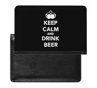 Funda para pasaporte con texto en inglés "Keep Calm and Drink Beer" con ranura para tarjetas, funda para pasaporte de viaje
