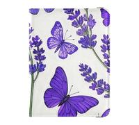 Funda para pasaporte de cuero morado lavanda con mariposas para viajes, cartera combinada con bloqueo RFID, impermeable, Lavanda morada con mariposas, 1 size