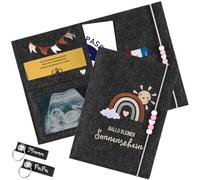 Funda para pasaporte de maternidad de fieltro hecha a mano, funda protectora para cartilla de madre con compartimento, almacenamiento de tarjetas de seguro, imágenes ultrasónicas, cartilla de