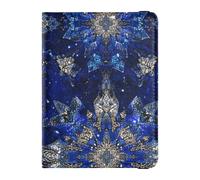 Funda para pasaporte de piel azul real con diseño de estrellas y brillantes, con ranura para tarjeta de vacunación, ultrafina, azul rey (Stars Glittering Royal Blue), 1 size