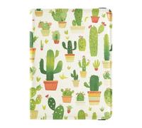 Funda para pasaporte de piel con diseño de dibujos animados de cactus verde para pasaporte, funda para pasaporte de viaje, ultra delgada